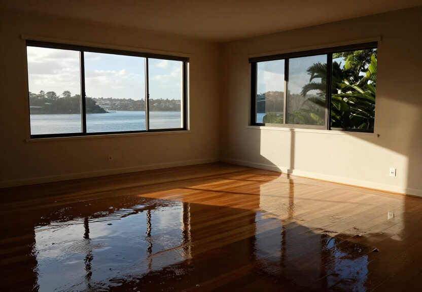 Flooded living room in Greystanes before restoration